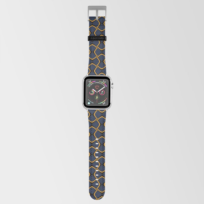 Geometric pattern no.2 with black, blue and gold Apple Watch Band