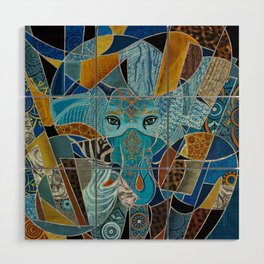 Colorful Abstract Elephant composition Wood Wall Art