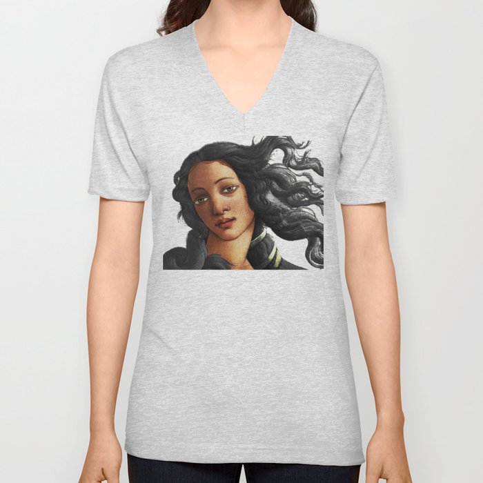 Botticelli African American Venus V Neck T Shirt