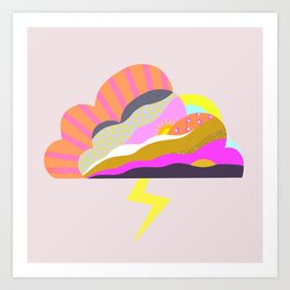 Bright pop art storm cloud graphic Art Print