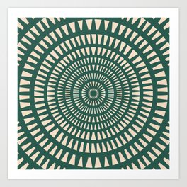 Emerald Green Boho Geometric Pattern Art Print