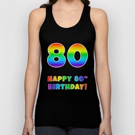 [ Thumbnail: HAPPY 80TH BIRTHDAY - Multicolored Rainbow Spectrum Gradient Tank Top ]