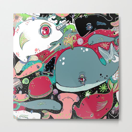 whale narwhal hammerhead shark sealife Metal Print