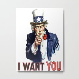 Uncle Sam I Want You Metal Print | Unitedstates, Graphicdesign, Iwantyou, Usa, Independence, Carnivals, Traditional, Vintageposter, Warposter, Starsandstripes 