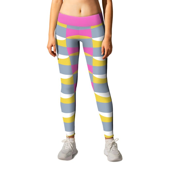 Pink & Yellow Wavy Pattern Leggings