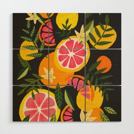 Grapefruit Blooms – Charcoal Palette Wood Wall Art