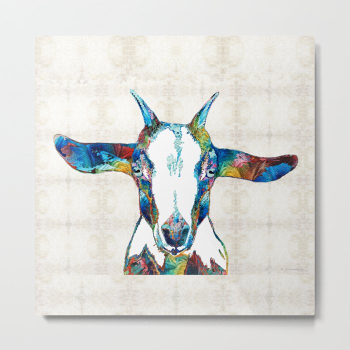 Colorful Goat Art - Colorful Ranch Farm Life - Sharon Cummings Metal Print