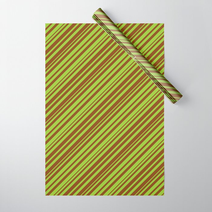 Green & Brown Colored Striped Pattern Wrapping Paper