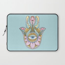 Hamsa On Turquoise Laptop Sleeve