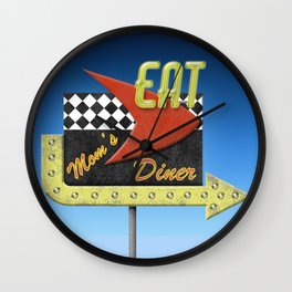 "Mom's Diner" Retro '50s Diner Sign Wall Clock