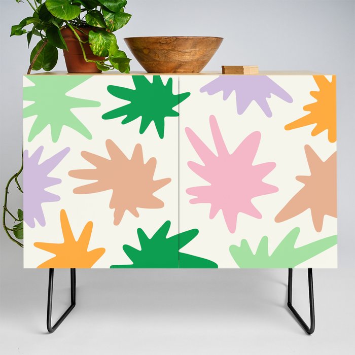 Funky Spiky Shapes \\ Spring Multicolor Credenza