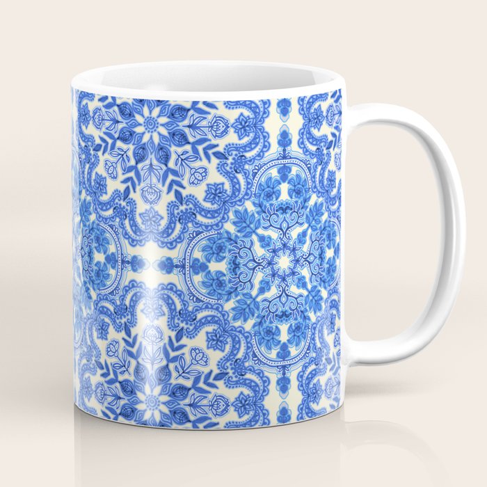 Cobalt Blue China White Folk Art Pattern Coffee Mug By Micklyn Society6