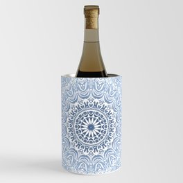 Boho White Lace Mandala in Gray Blue Wine Chiller