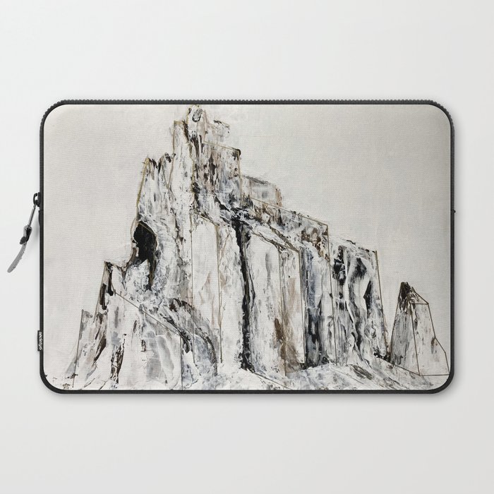 Abstract Landscape Painting Shiprock Black White Geometric Laptop