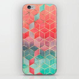 Rose And Turquoise Cubes iPhone Skin