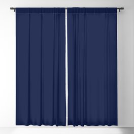 Navy Blue Minimalist Solid Color Block Spring Summer Blackout Curtain