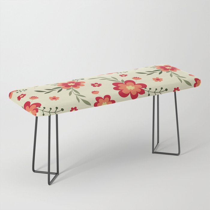 Christmas Flowers Pattern Bench