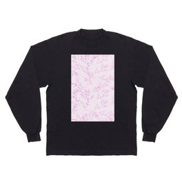 Luxury Magenta Pink Rose Gold Glitter Palm Trees Leaves Long Sleeve T-shirt