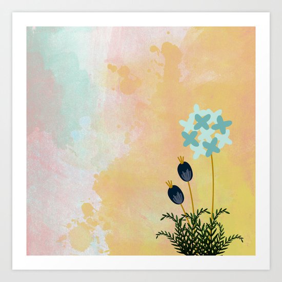 Acuarela Blue Flower 2 Art Print