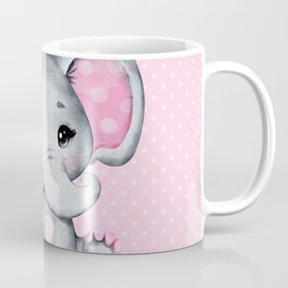 Cute Pink Baby Elephant with Polka Dot Ears Coffee Mug