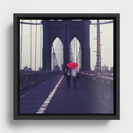 Rainy Day on the Broolyn Bridge Framed Canvas