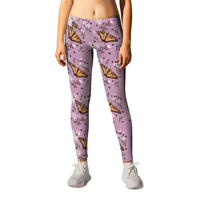 Western Tiger Swallowtail Butterfly on Pink Leggings