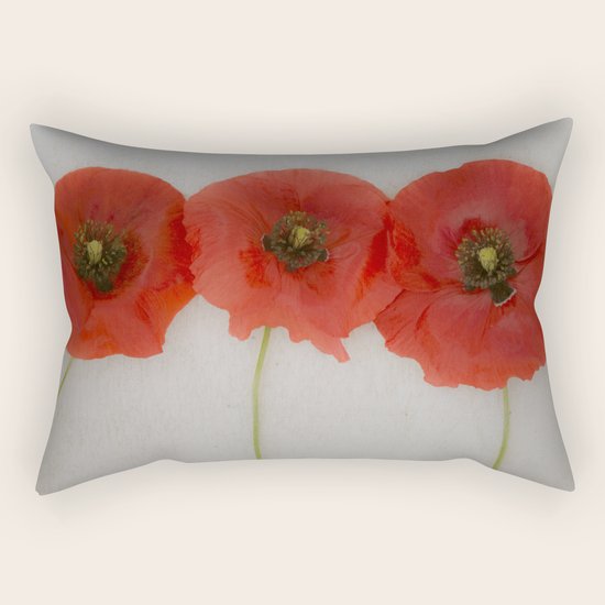 Red Poppies Rectangular Pillow