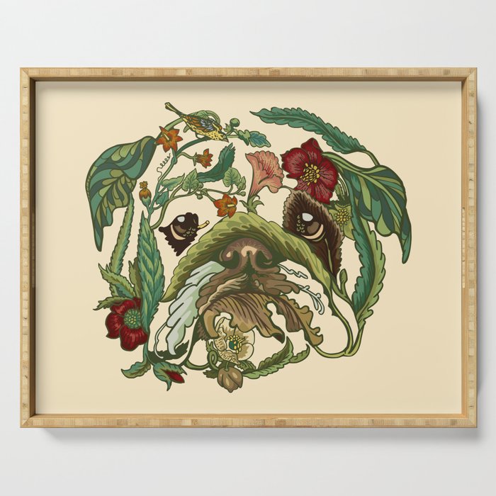 Botanical English Bulldog Serving Tray