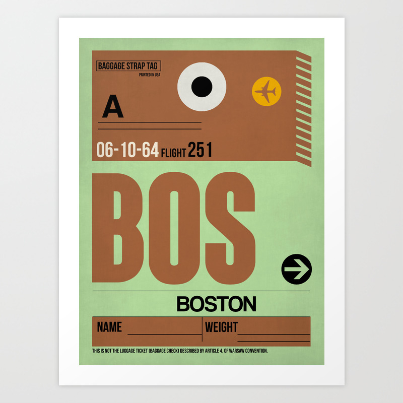 Bos Boston Luggage Tag 1 Art Print By Naxart Studio Society6<script async src=