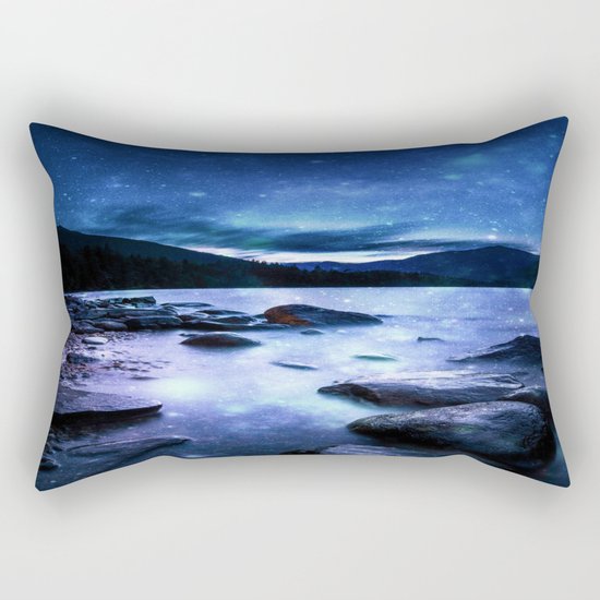 Magical Mountain Lake Blue Rectangular Pillow