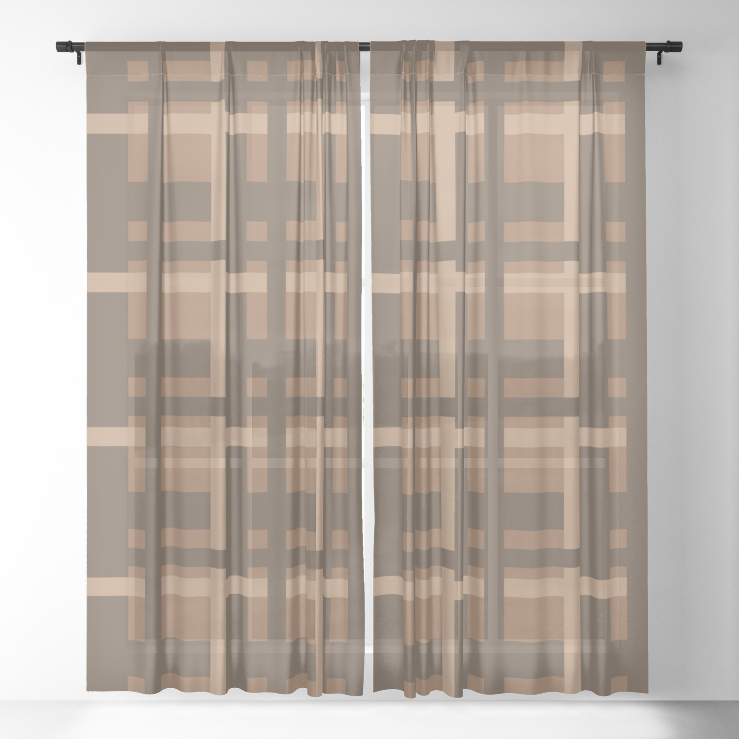 Plaid Brown Sheer Curtain By Abby Epplett Society6