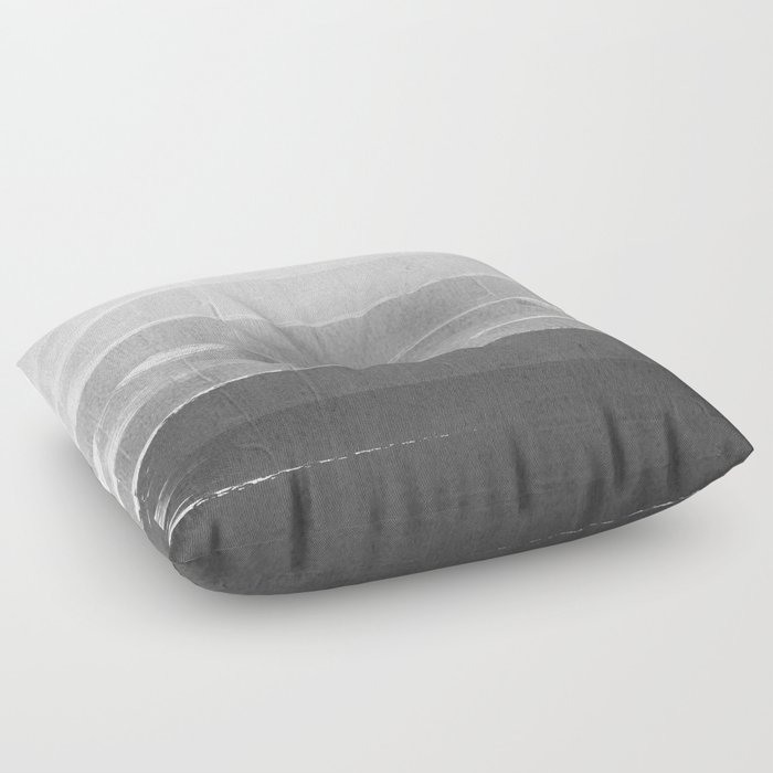 Brushstroke - Ombre Grey, Charcoal, minimal, Monochrome, black and white, trendy,  painterly art  Floor Pillow