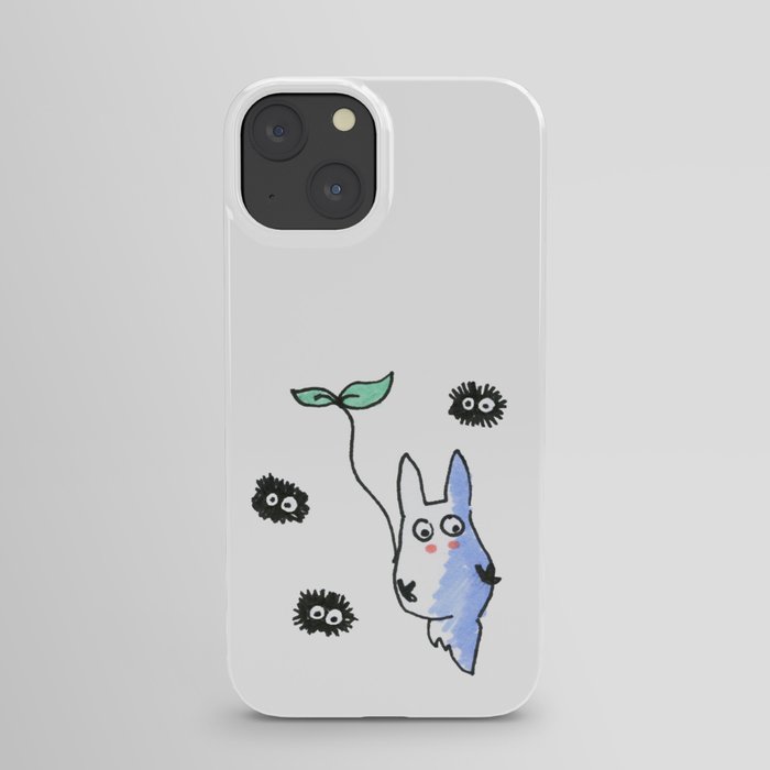Flying totoro and dust bunnies iPhone Case