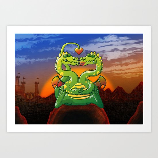Dragons Madly in Love Art Print