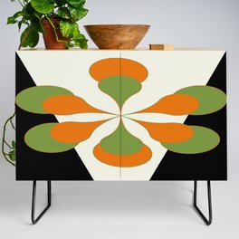Mid-Century Modern Art 1.4 - Green & Orange Flower Credenza