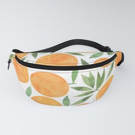 Watercolor seamless pattern oranges and leaves Fanny Pack