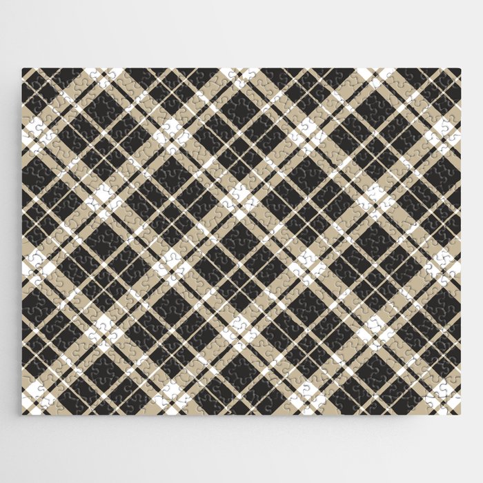 Black brown gingham checked Jigsaw Puzzle
