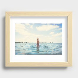 Handstand in water Recessed Framed Print