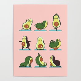 Avocado Yoga in Pink Poster