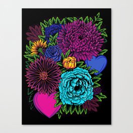 Hearts & Flowers Canvas Print