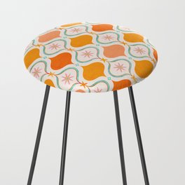 Orange Mid Century Tile Pattern Counter Stool