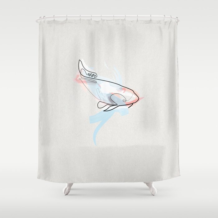 One Line Koi Fish Shower Curtain By, Koi Shower Curtain