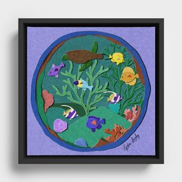 Under the Sea- Purple Background Framed Canvas