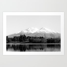 Mountain Lake Black and White Nature Photography Art Print
