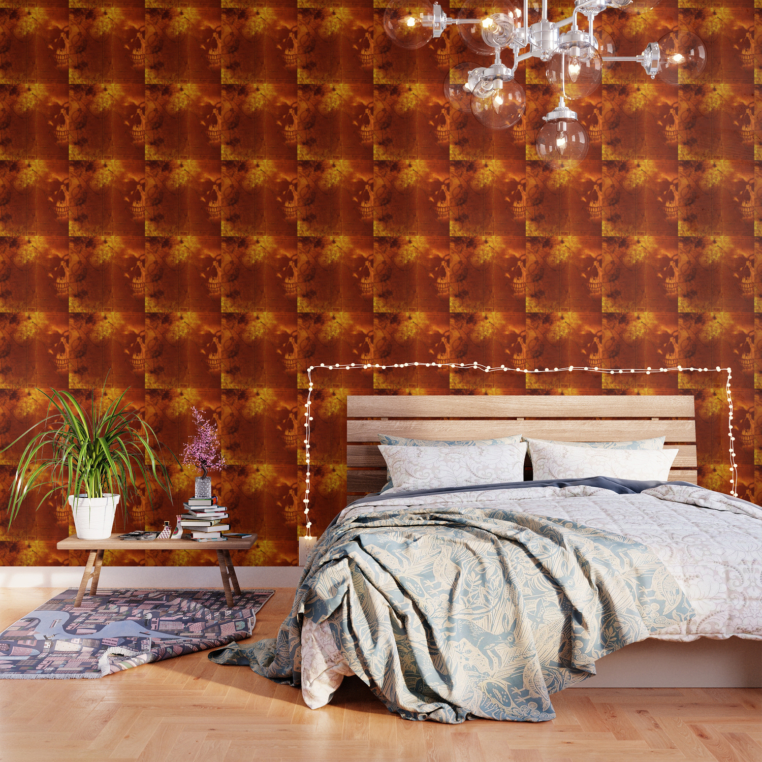 Fire Skull Wallpaper By Scardesign Society6