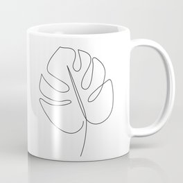 Abstract monstera tropical leaf line art Coffee Mug