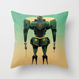 Retro-Futurist Robot Throw Pillow
