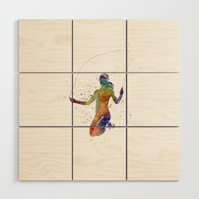Fitness in watercolor Wood Wall Art