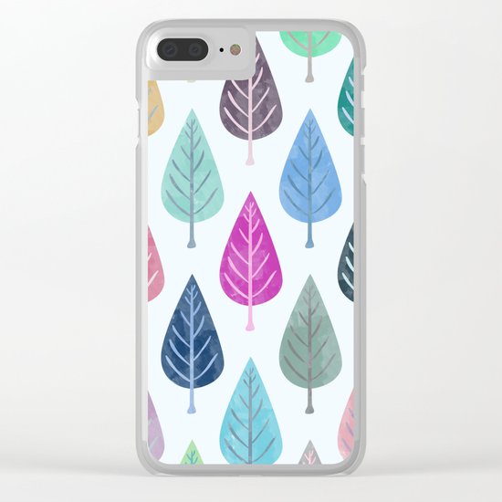 Watercolor Forest Pattern III Clear iPhone Case