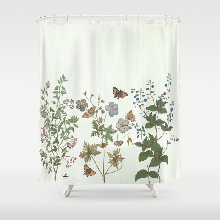 The Fragility Of Living Botanical Ilration Shower Curtain By Anipani